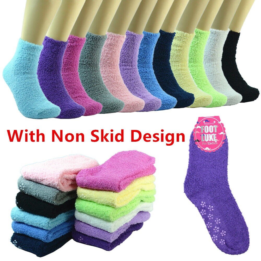 6 Pairs Women&#x27;s Cozy Non-Skid Slipper Socks