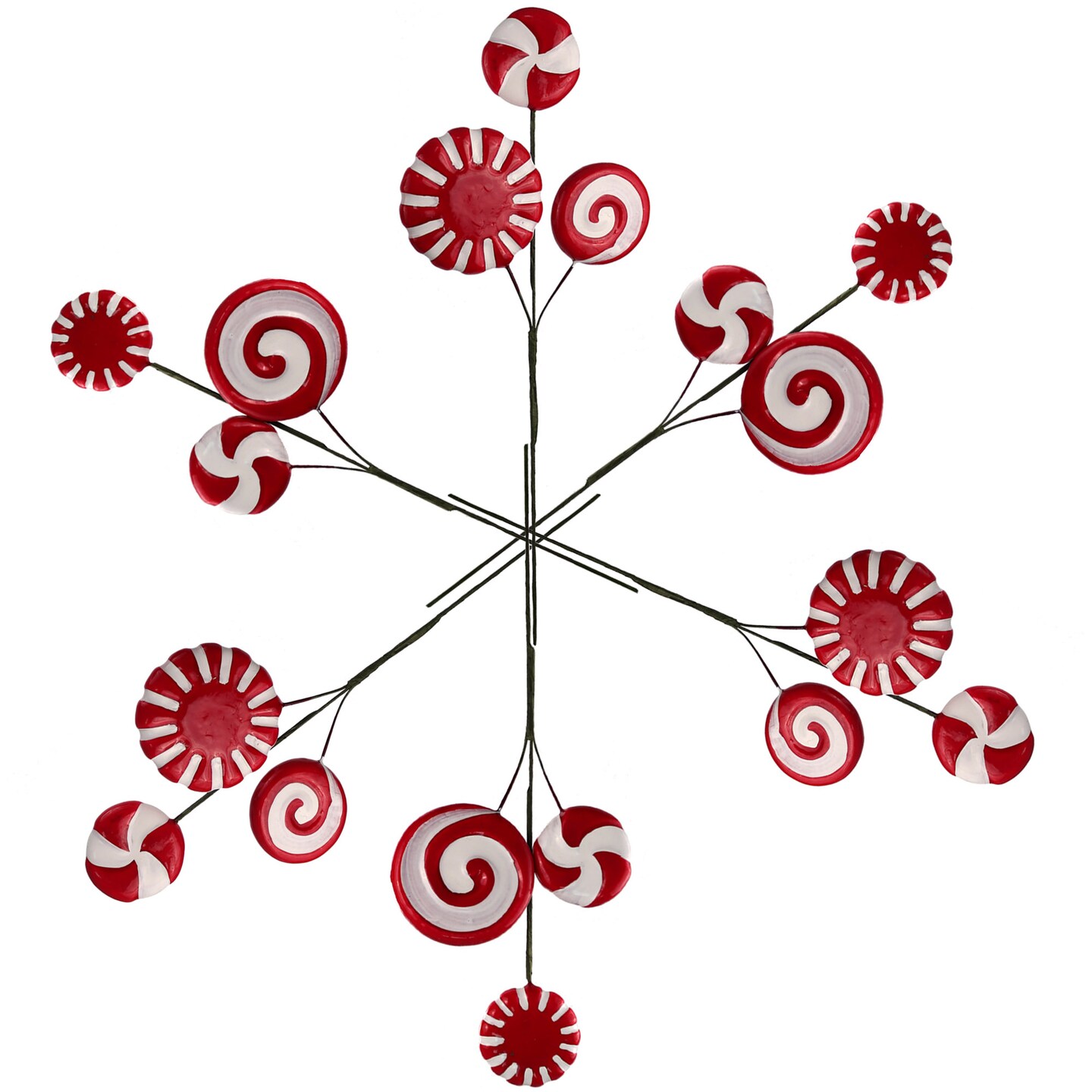 17&#x22; Peppermint Lollipop Spray Picks - Set of 6, 2 Different Styles - Perfect for Holiday Arrangements, Decor - Festive Seasonal Accents, Floral Home by Artificial Flowers