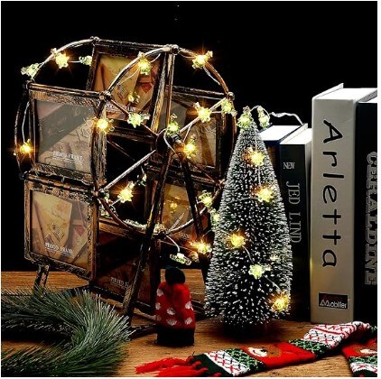 Battery Powered 10ft 30 Christmas Tree LED String Lights with 8 Flicker Modes, Remote, and Timer for Christmas, Winter, Wedding, Birthday Parties, DIY Home Mantel Decoration