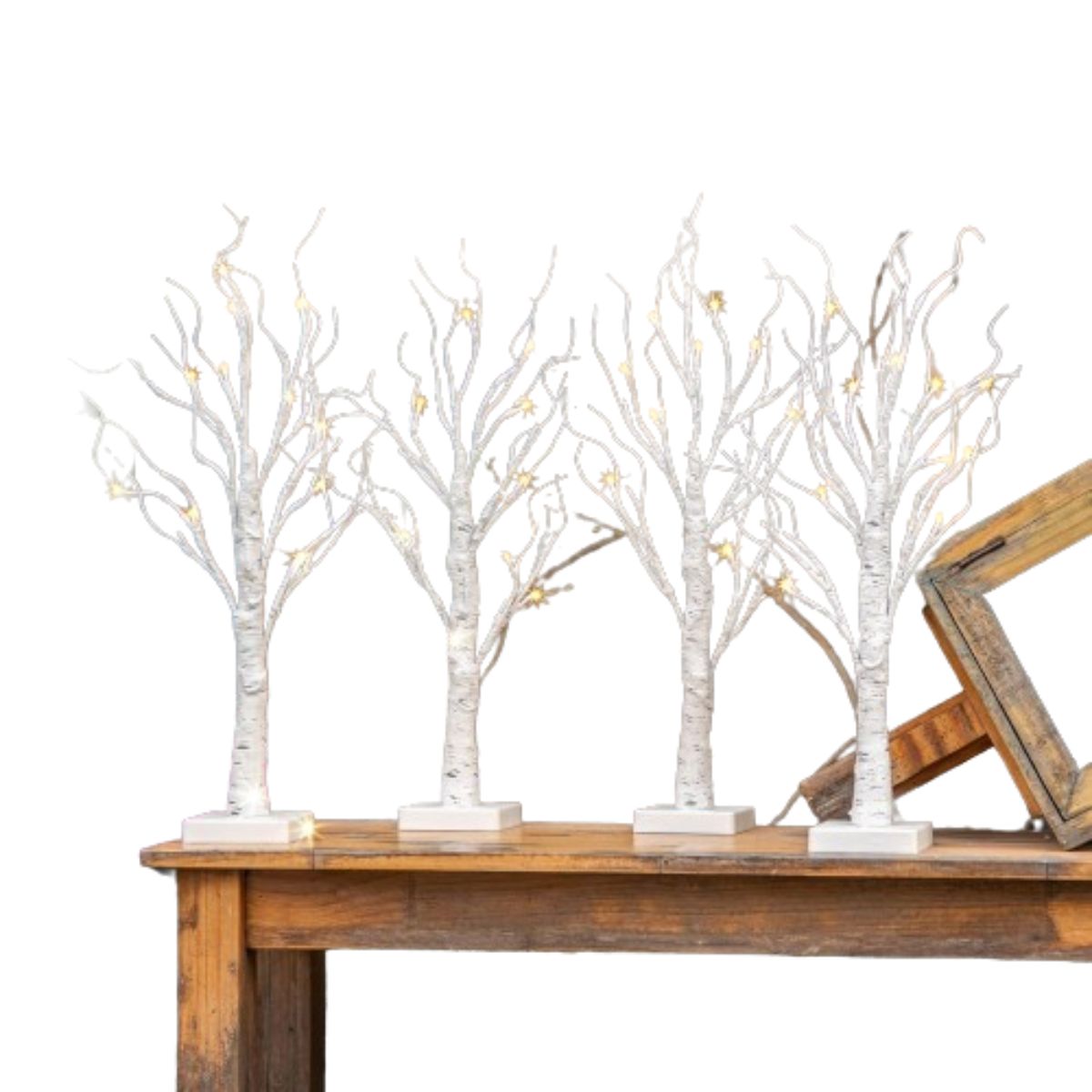 Lighted Birch Tree for Home Decorations Set of 4