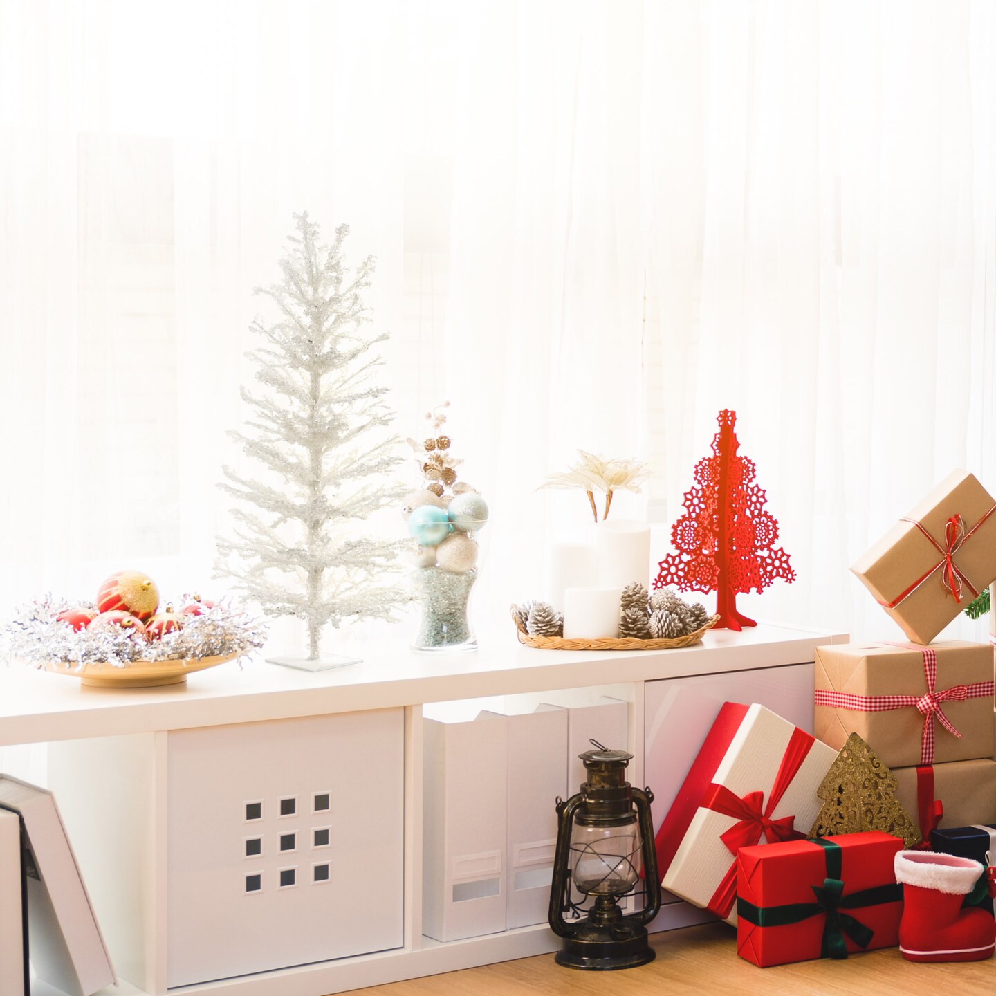 30-Inch Iced White Twig Tree with Metal Stand | Indoor Elegance | Festive Holiday Accents | Frosted Christmas Tree | Home &#x26; Office Decor