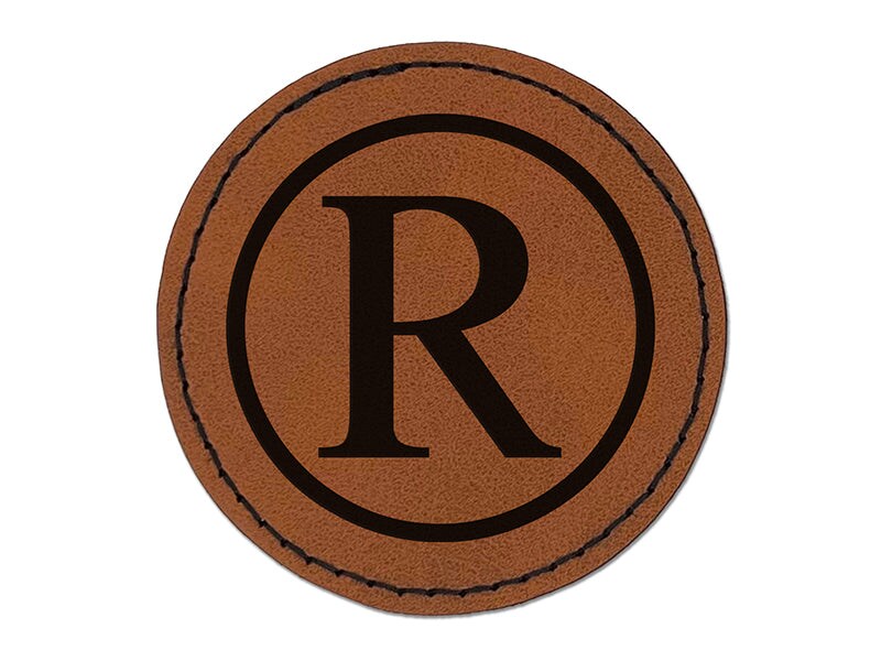 Registered Trademark Symbol Round Iron-On Engraved Faux Leather Patch Applique - 2.5&#x22;