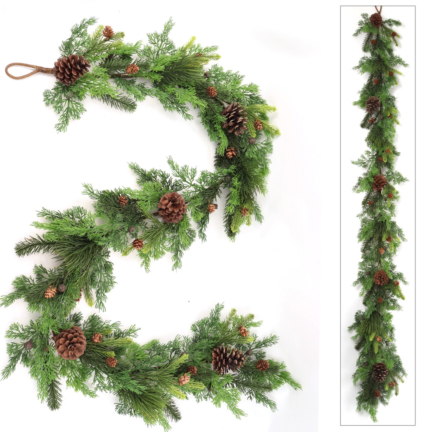 Mixed Pine Garland With Lifelike Brown Pine Cones 6 Foot Indoor