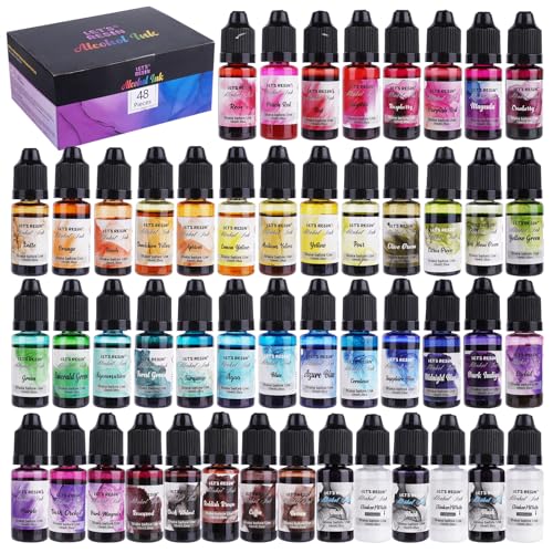 Alcohol Ink for Epoxy Resin LET'S RESIN Concentrated Alcohol Ink Set, 26  Vibrant Colors Alcohol-Based Resin Ink,Alcohol Paint Resin Dye for Resin  Art