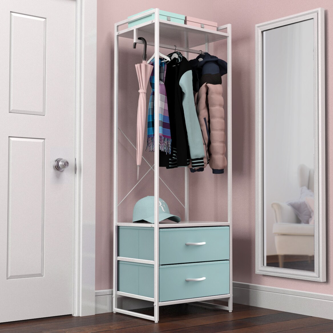 Sorbus Clothing Rack with Drawers - Clothes Stand Dresser - Wood Top, Steel Frame, & Fabric Drawers - Tall Closet Storage Organizer - Garment Rack for Hanging Shirts, Dresses, & Jackets