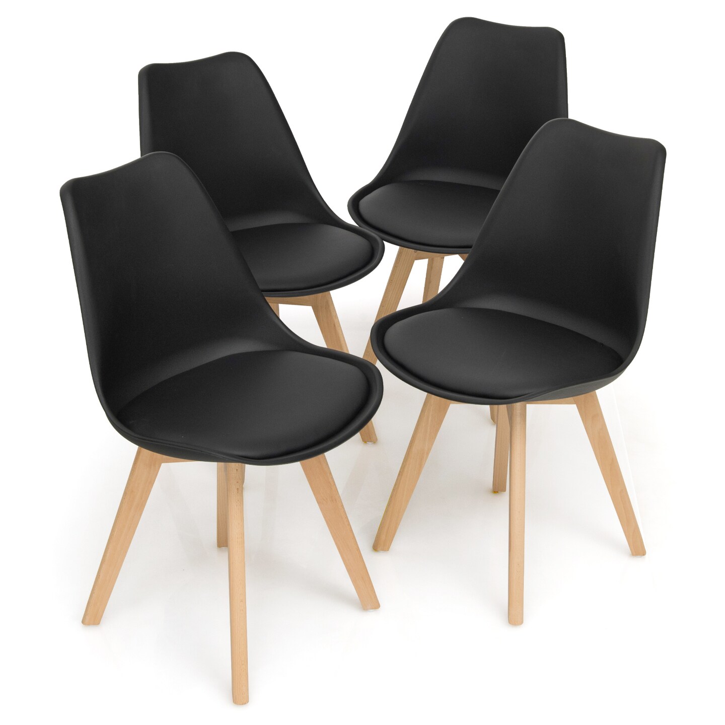 Set of 4 High Backrest Dining Side Chair with Ergonomic Seat and Solid wood Legs