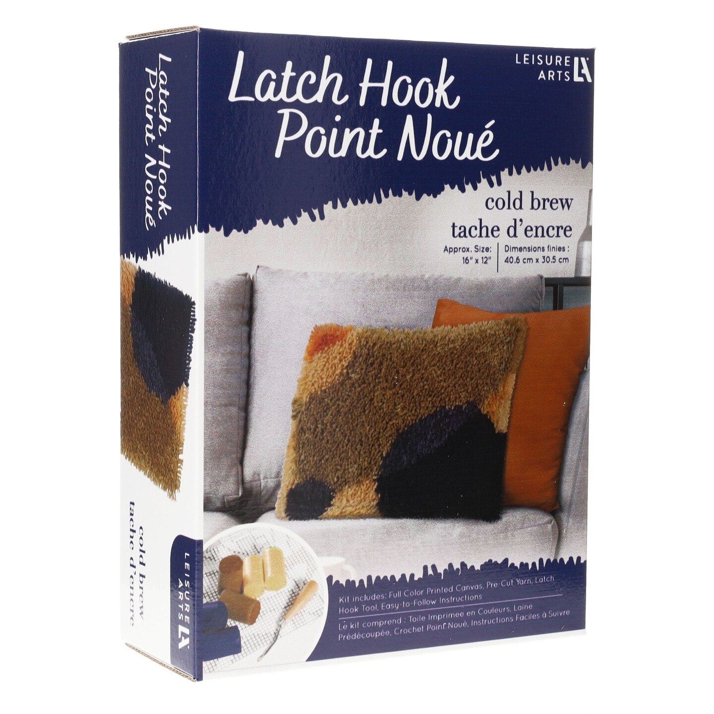Leisure Arts Latch Hook Kit Cold Brew, 12" x 16", Latch Hook Kit, Latch
