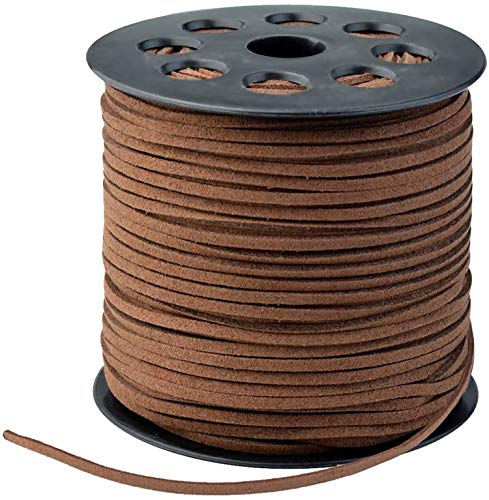 3 mm x100 Yards Coffee Suede Cord Suede Lace Faux Leather Cord with Roll Spool for Bracelet Necklace Beading DIY Handmade Crafts