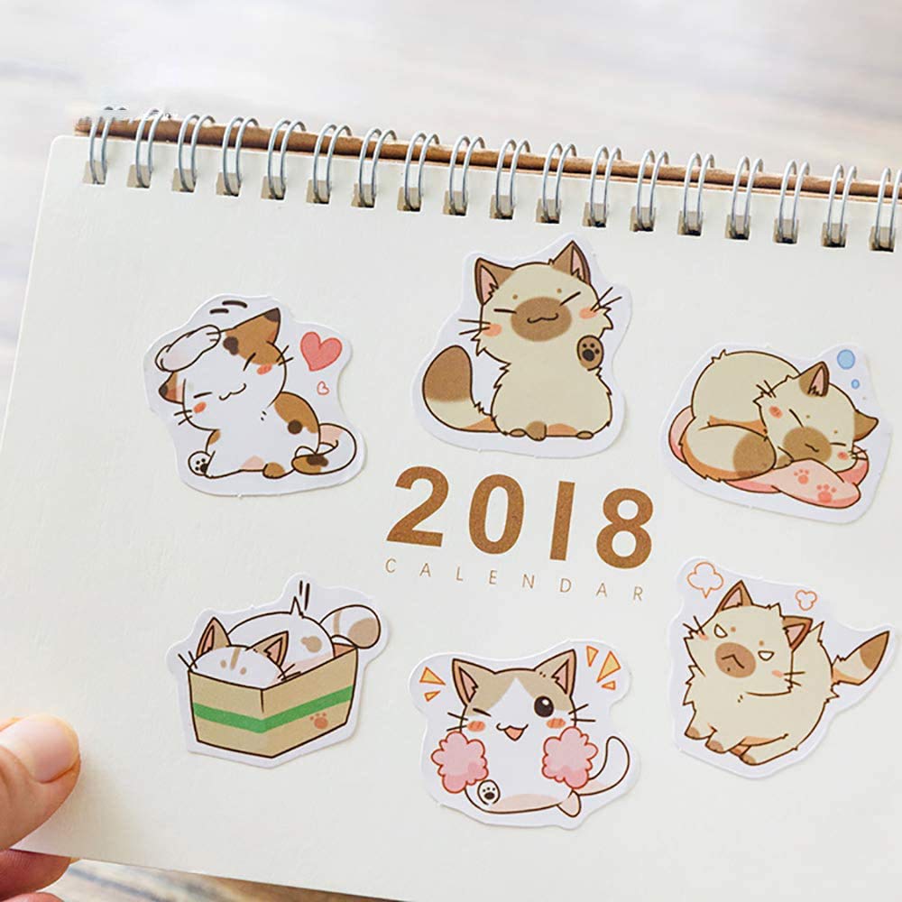 45 Pieces Small Size Scrapbook Stickers, Boxed DIY Decoration Super Cute Cats Stickers for Laptop Planners Scrapbook Suitcase Diary Notebooks Album(Sweet Cats, 45pcs/ Box)
