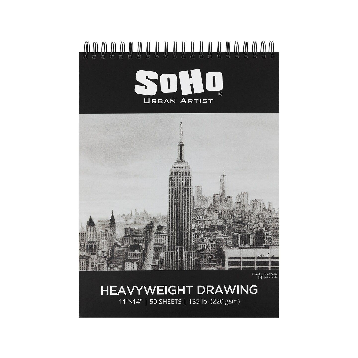SoHo Urban Artist Hardcover Drawing Pad - 135 lb. (220gsm) Drawing Paper Pads for Artists, Travel, Illustrations, &#x26; More! - Single