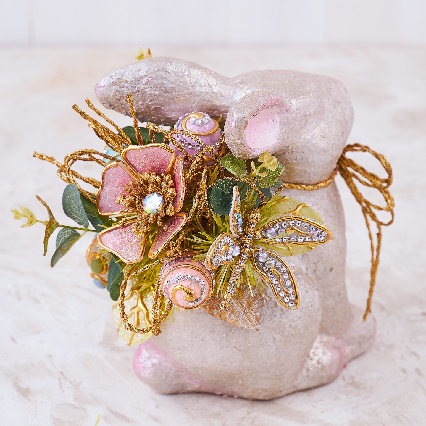 Easter Decorations - Easter Elegant Bunny Handcrafted Premium Centerpiece Decor