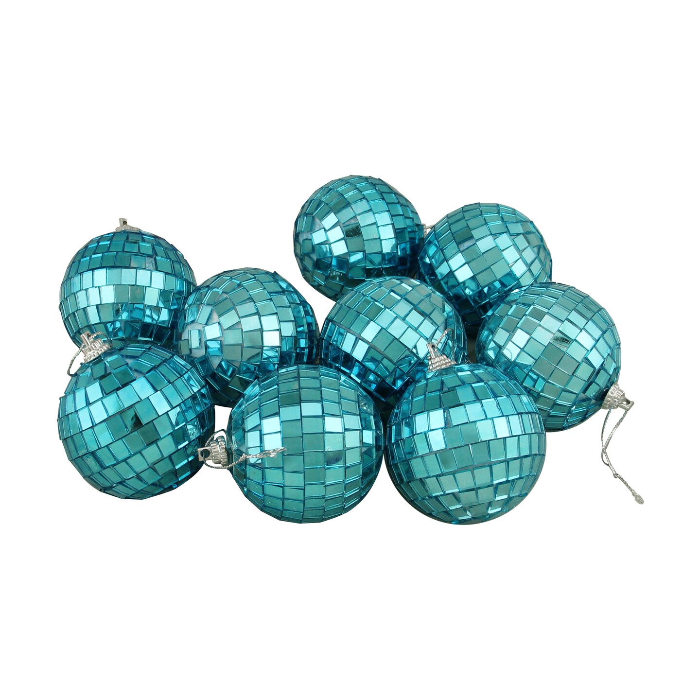 Northlight 9ct Turquoise Mirrored Glass Disco Ball Christmas Ornaments 2.5&#x22; (60mm)