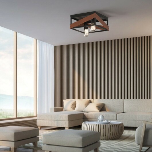 Living Room Adjustable Rustic Ceiling Geometric Lamp with Iron Shade