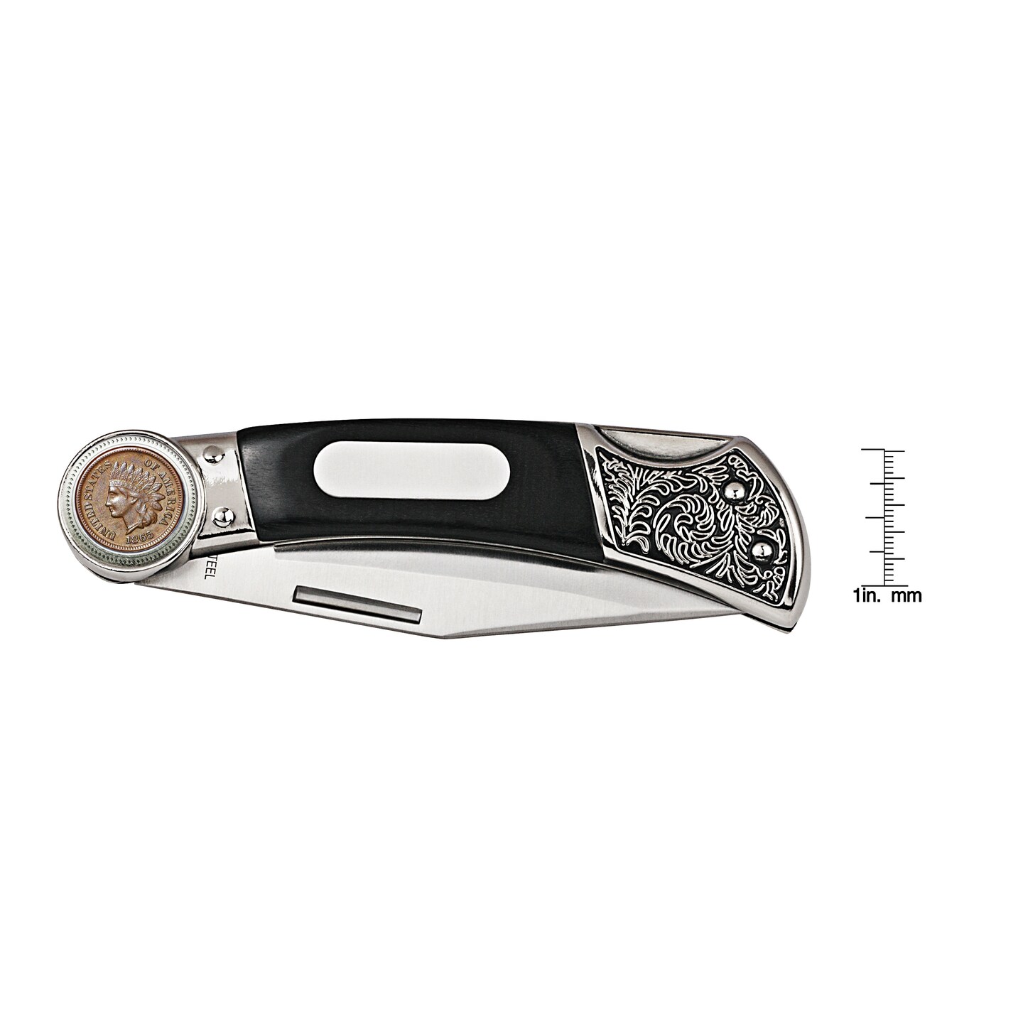 1800&#x27;s Indian Head Penny Wood Pocket Knife With Engravable Plate