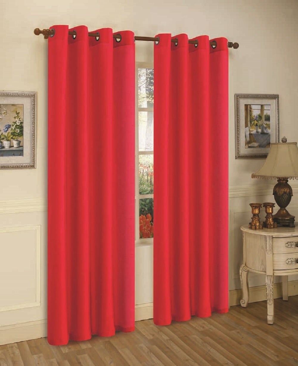 J&V TEXTILES 2 Panels Solid Grommet Faux Silk Window Curtain Drapes Treatment in 84" Length
