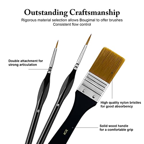 32 Pieces Paint Brush Set, Artist Series, Nylon Bristles with Round, Filbert, Flat, Fan, Angle, Fine Detail Brush, Suitable for Artists and Beginners for Acrylic Painting, Oil, Watercolor