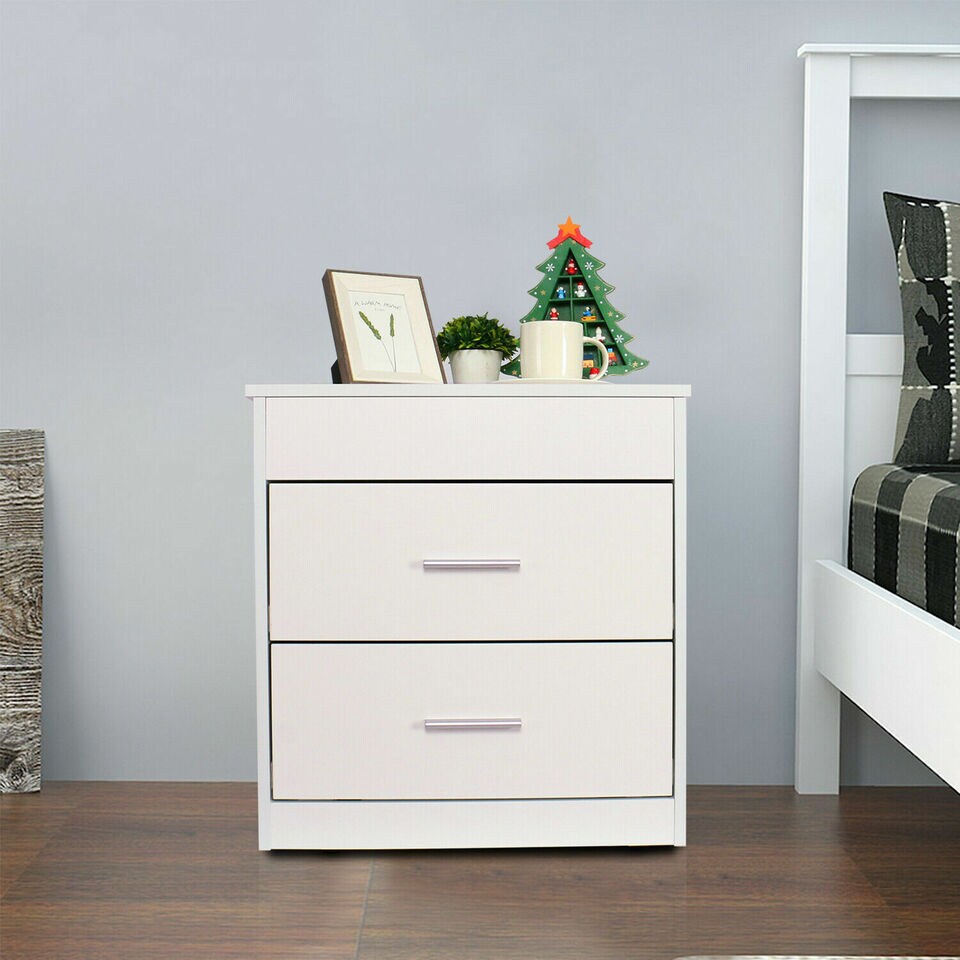 Wood Sofa End Side Bedside Table Nightstand Storage Shelf Lift Drawer