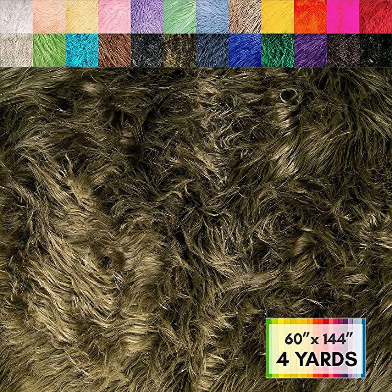 FabricLA Shaggy Faux Fur by The Yard | 144 inch x 60 inch | Craft & Hobby Supply for DIY Coats, Home Decor, Apparel, Vests, Jackets, Rugs, Throw