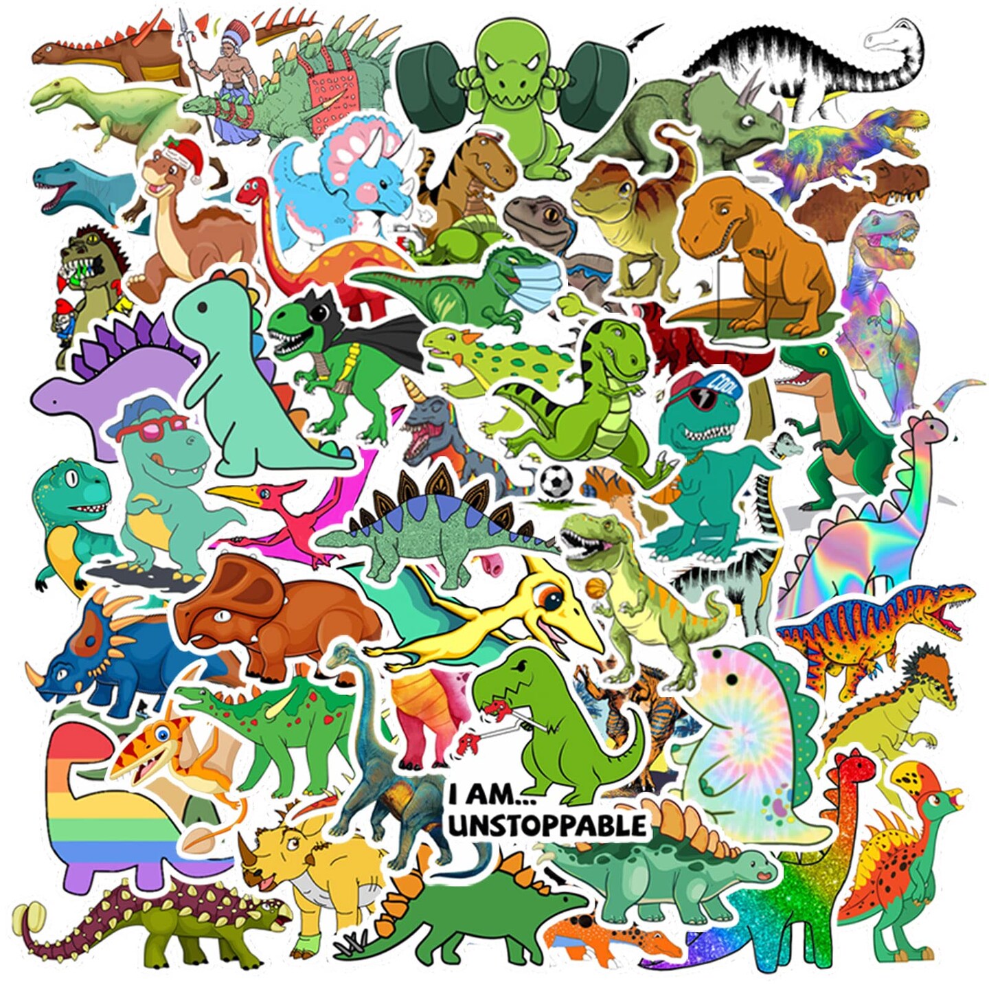 100 Pieces Dinosaur Stickers, Cute Waterproof Cartoon Stickers for Kids, for Stationery, Luggage, Teaching Rewards