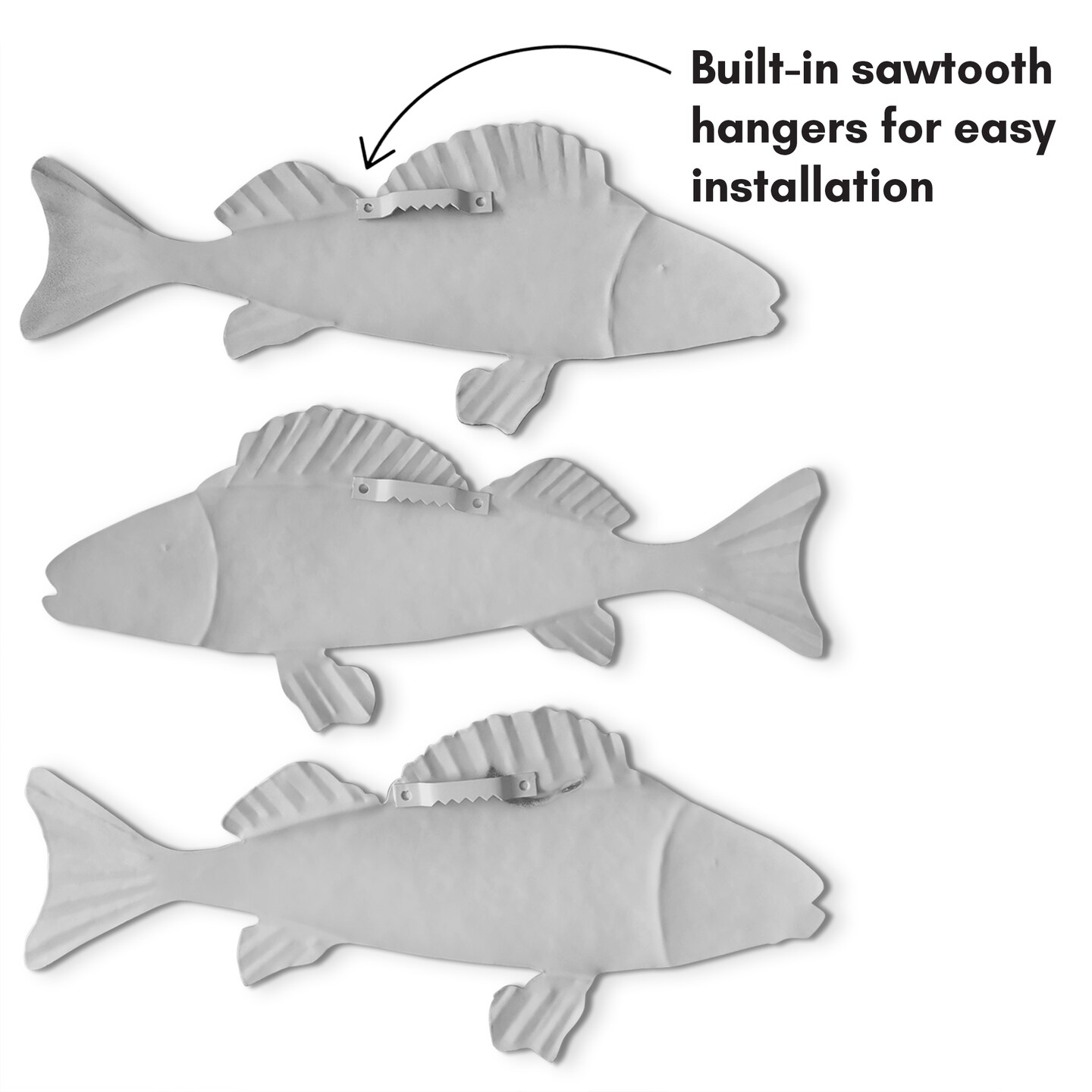 Americanflat Three Metal Fish Wall D&#xE9;cor Set - 3x9.5 Fish as Outdoor Metal Wall Art Decorations - Modern Style Wall Hanging D&#xE9;cor for Patio, Garden - Metal Indoor Wall Art