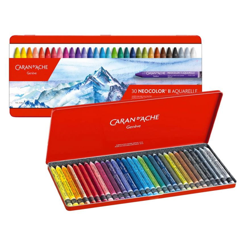 Caran D&#x27;ache NeoColor 2 Crayons Tin Case Set of 30 - Assorted Colors