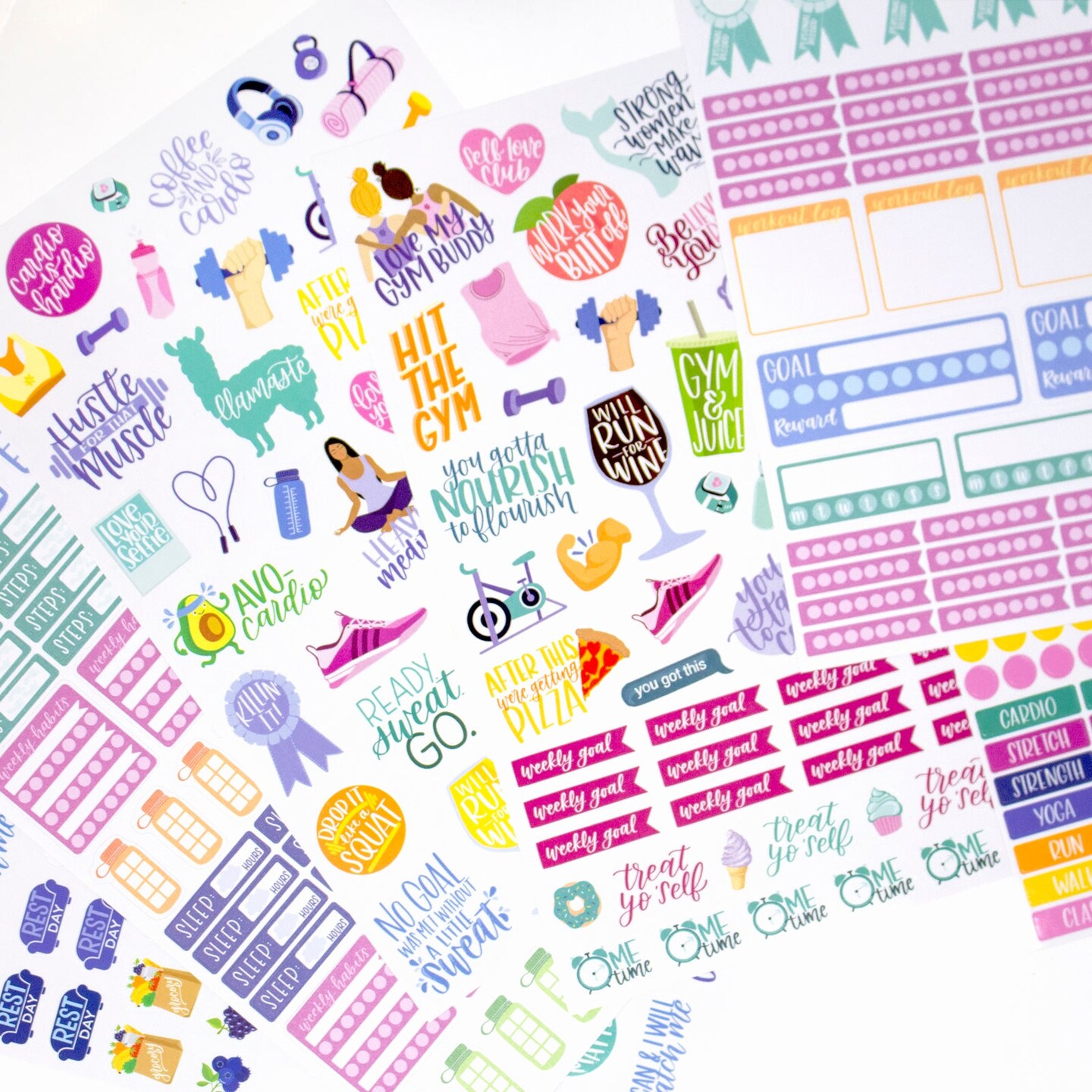 bloom daily planners Sticker Sheets, Fitness &#x26; Healthy Living Stickers