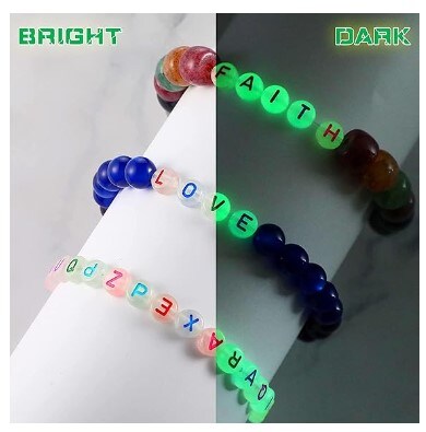 Glow in the Dark Beads, Acrylic Alphabet Beads, 4x7mm Colourful Letter Beads for Bracelet Necklace Jewellery Making Supplies, 500 pieces