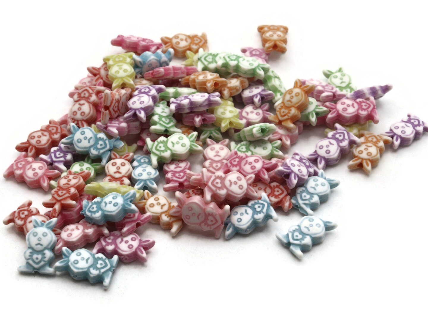 80 13mm Mixed Colors Bunny Rabbit Plastic Beads