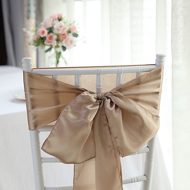 10Pcs Satin Chair Sashes for Wedding Reception Decor