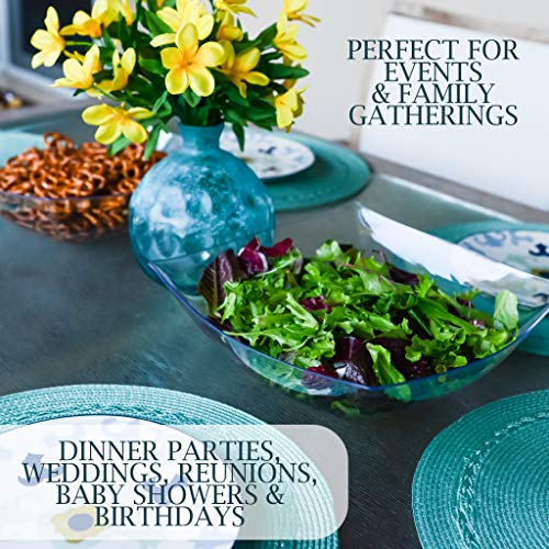 4 Pieces Disposable 128 ounce Square Serving Bowls, Party Snack or Salad Bowl, Extra Large Plastic Crystal Clear