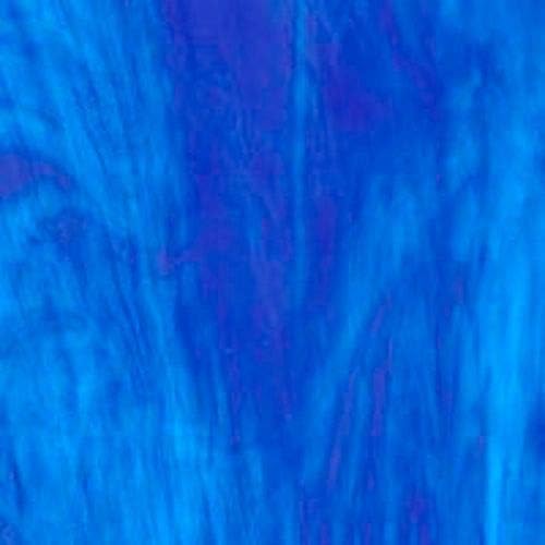 Wissmach Stained Glass Sheet: Light Blue w/Streaks of Dark Blue & White Opal