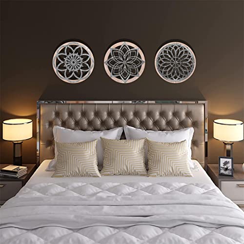 BIGKJYBC 3 Pieces Thicken Farmhouse Wall Decor Rustic Wood Round Wall Art Hanging Decoration for Living Room Bedroom Home Indoor Outdoor Office Apartment Size 11.8 * 11.8in