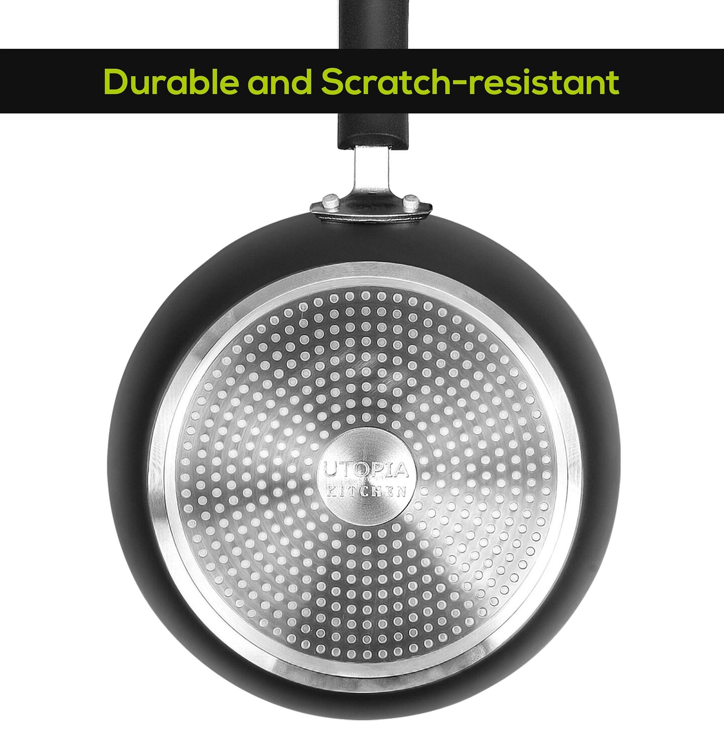 3 Piece Nonstick Frying Pan Set - Induction Bottom - 8 Inches, 9.5 Inches and 11 Inches (Grey-Black)