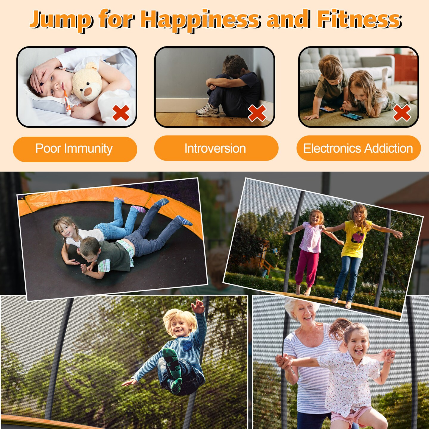 10 Feet ASTM Approved Recreational Trampoline with Ladder
