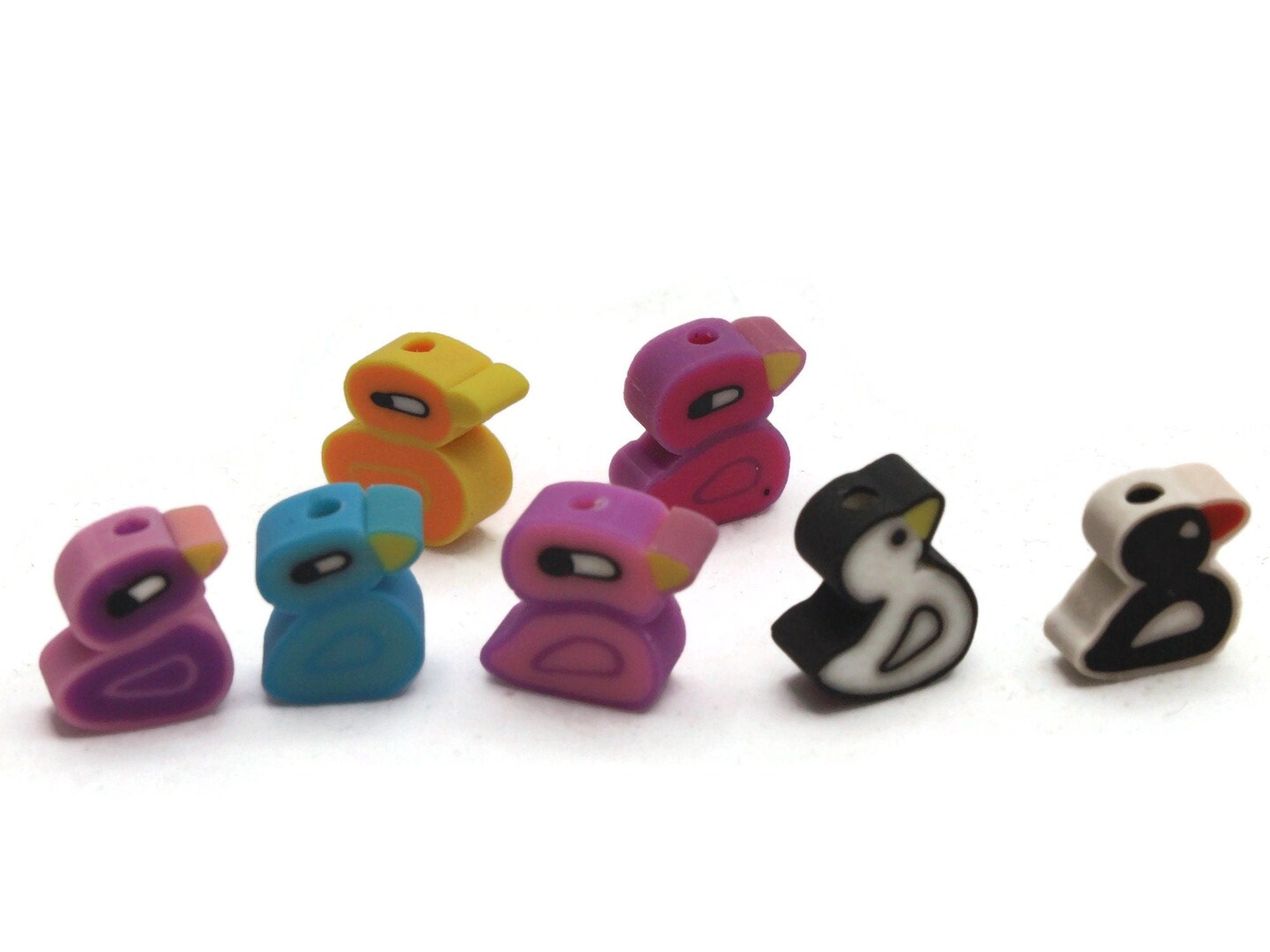 20 Clay Duck Polymer Clay Mixed Multicolor Wildlife Animal Beads