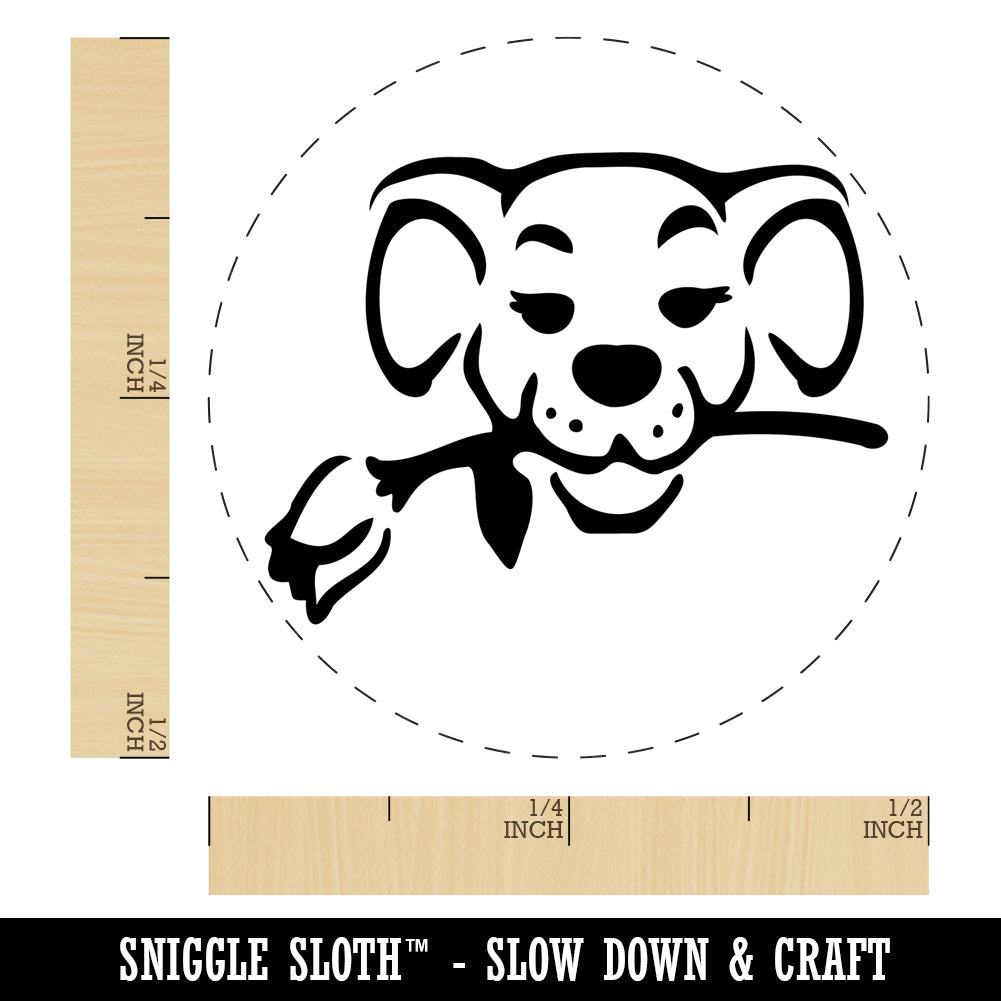 Romantic Dog with Rose in Mouth Self-Inking Rubber Stamp Ink Stamper for Stamping Crafting Planners
