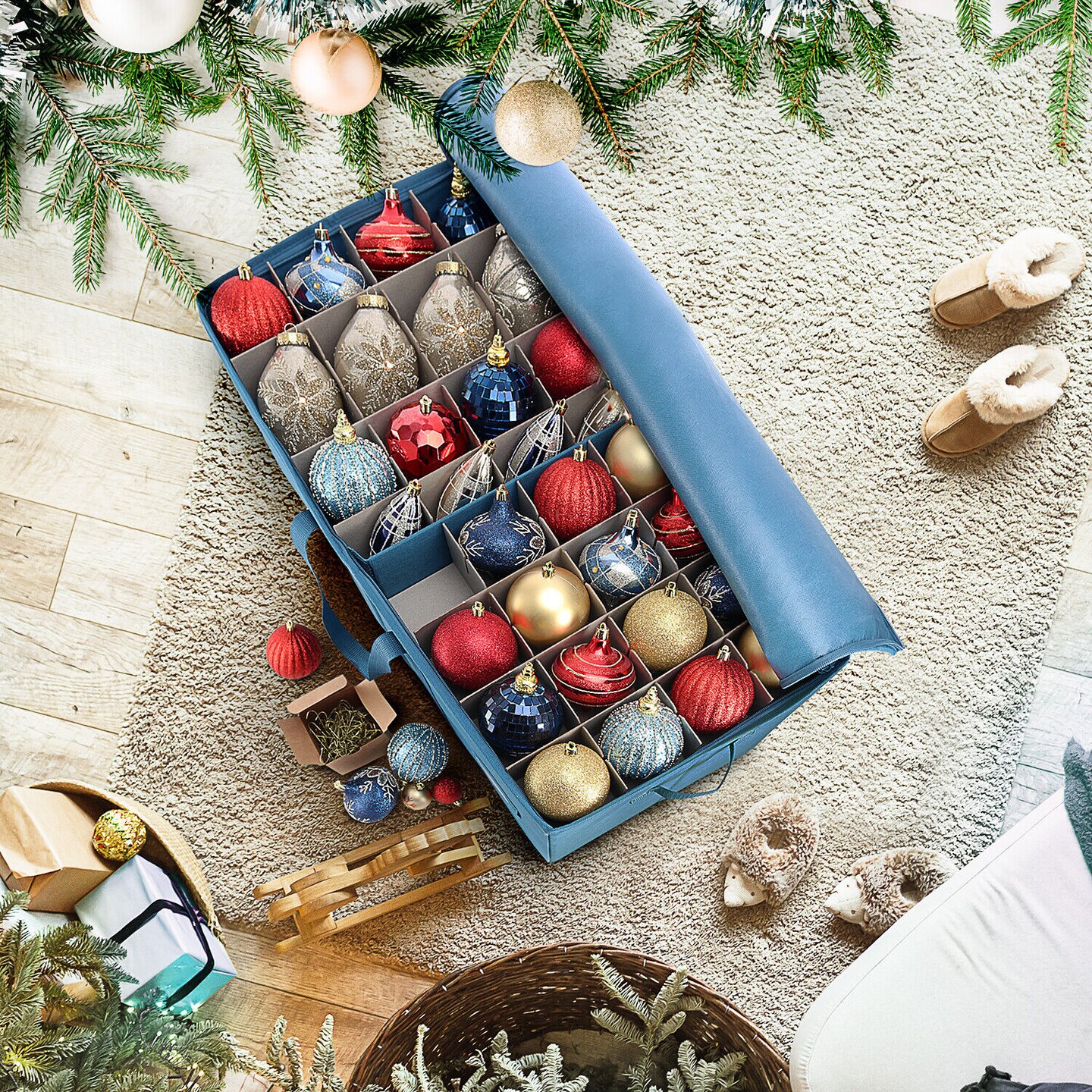 128slots Christmas Ornament Storage Box Container 2pack