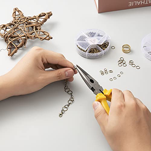 Handyman Crafts Jump Rings Kit With1000PCS Open Jump Rings 40PCS 12mm Lobster Clasps and Jump Rings Opener for Jewelry Making Keychains and Necklace Repair (Gold)