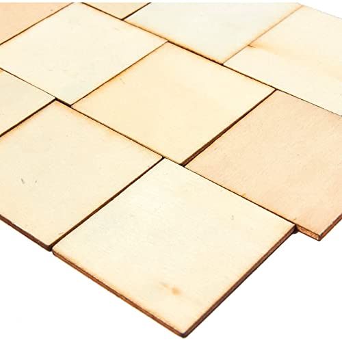 60 Pieces 2x2 Wood Squares for DIY Crafts, Unfinished Wooden Cutout Tiles for Painting