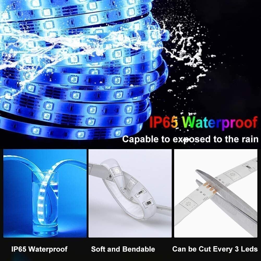 32ft Waterproof LED Strip Lights with Remote