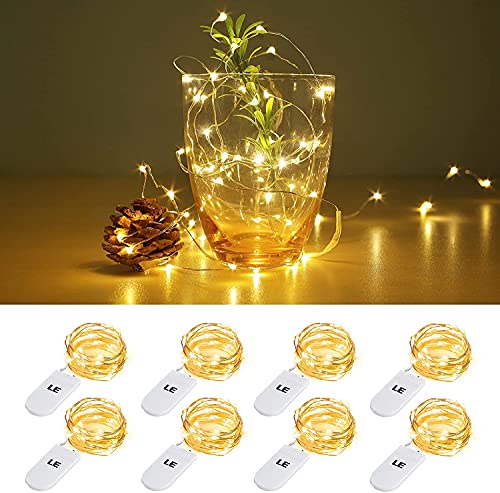 Lighting EVER Fairy Lights Battery Operated 20 LED Mini String Lights, Small Pixie Lights for Mason Jars, Crafts, DIY Wedding Party Centerpieces, Bedroom Wall Vines Holiday Garland, 8 Pack