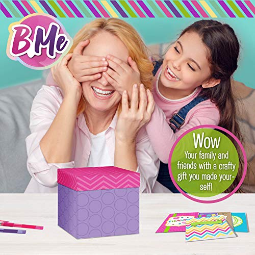 Card Making Kit for Kids - Arts and Crafts Box - DIY Holiday, Birthday Cards Stationary Set &#x2013; Jel Pens, Sticker Sheets, Gems, Envelope, Ribbon, Tape - Crafts Age 6+