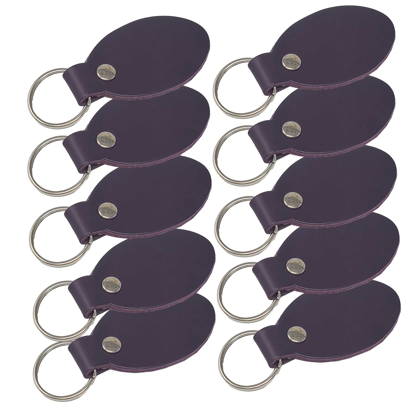 Oval Leather Keychains Kit – Full-Grain Latigo, DIY Personalization Ready, 10 Pack