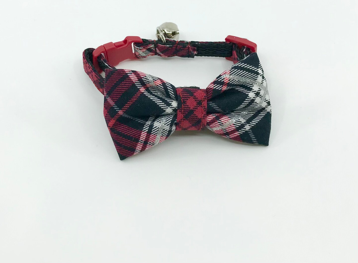 2-Pack Plaid Cat Collars With Bell & Bow - Breakaway Safety Collars For Kittens & Small Dogs
