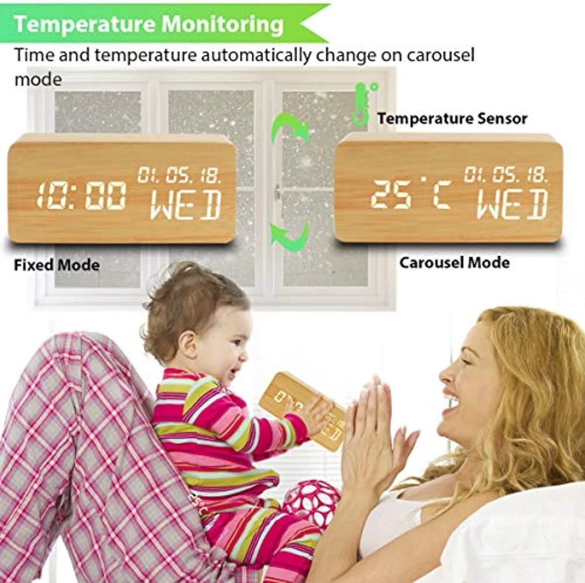 Wooden Digital LED Alarm Clock