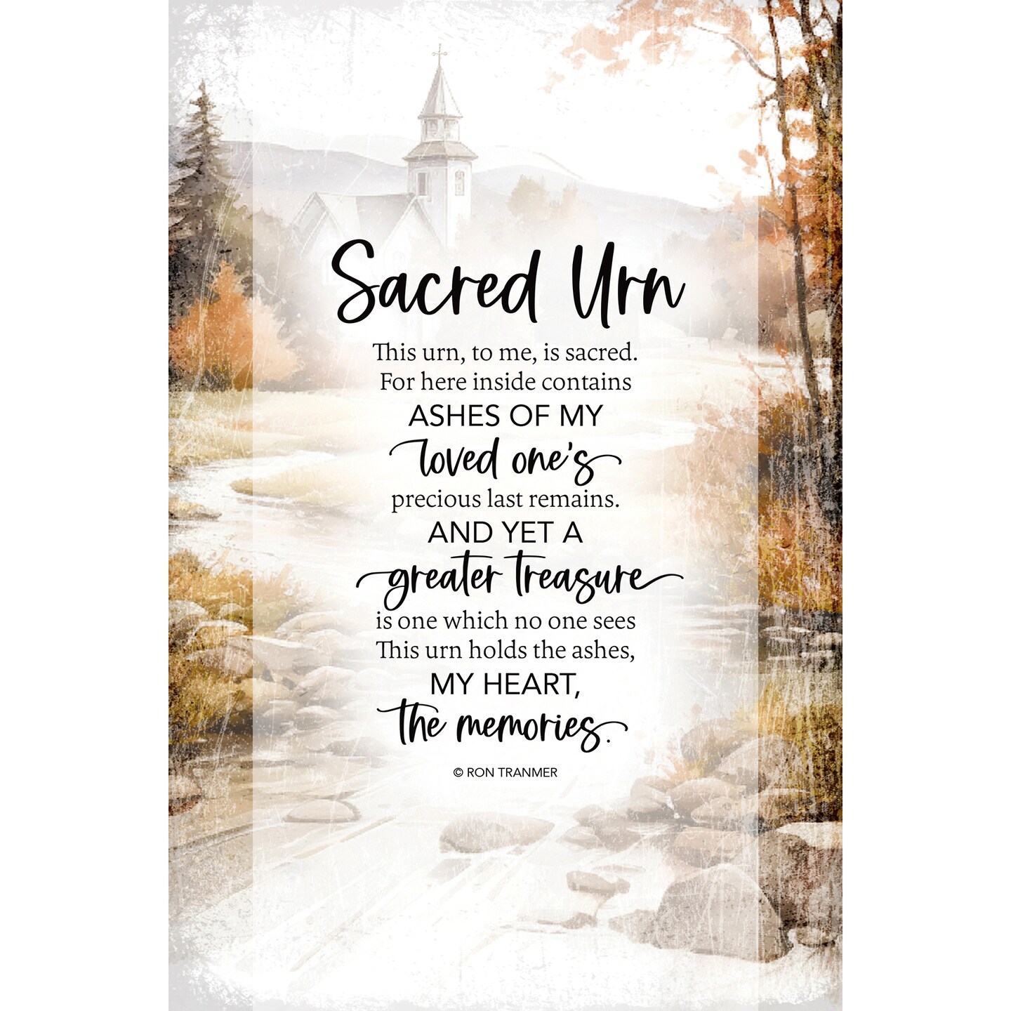 Sacred Urn Bereavement Wood Plaque with Easel and Hook Wall Tabletop Art - 6 inches x 9 inches