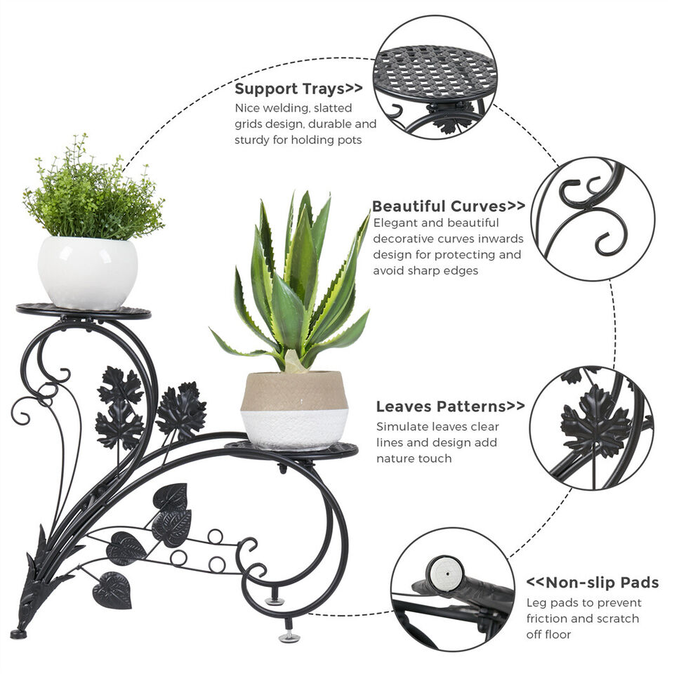 4Tier Iron Plant Pot Stand ,Planter Flower Holder Shelf Storage.