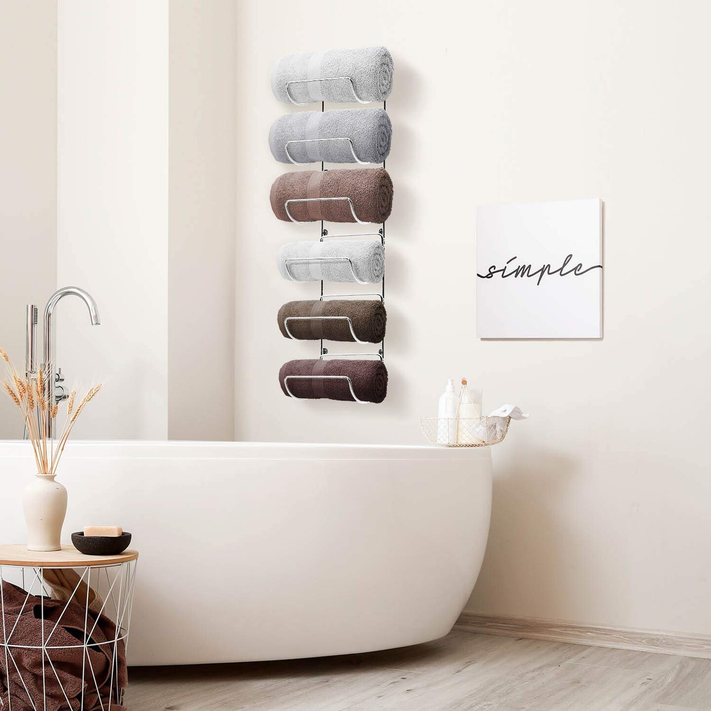 Sorbus Metal Wall Mounted Bathroom Towel Rack - Organizer for Towels, Washcloths, Hand Towels, Linens, Ideal for Bathroom, Spa, Salon