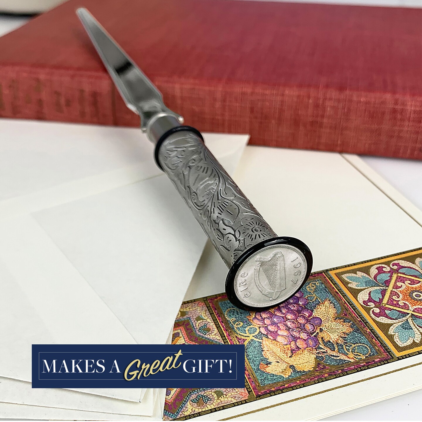 Irish Three Pence Letter Opener and Magnifying Glass Gift Set