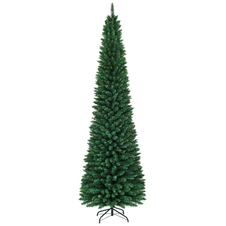 5/6/7/8/9ft PVC Artificial Slim Pencil National Christmas Tree with Metal Stand